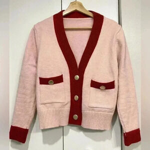 CHICWISH SHIMMER CONTRAST EDGE‎ POCKET BUTTON DOWN CARDIGAN